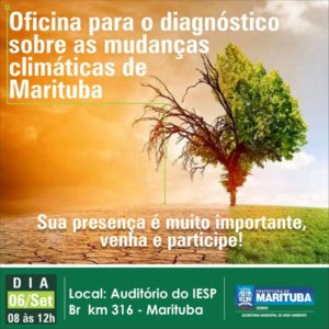 Convite para a Oficina para o Diagnóstico sobre as Mudanças Climáticas de Marituba no Dia 6 de Setembro