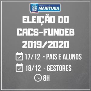 Eleição do CACS-FUNDEB acontecerá nos dias 17 e 18 de dezembro