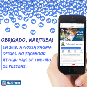 Página no Facebook da Prefeitura de Marituba atinge mais de um milhão de pessoas no ano de 2018