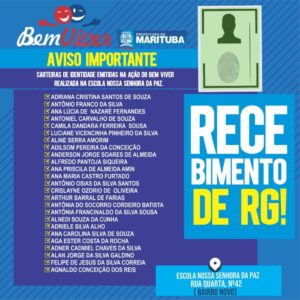Aviso Importante – Recebimento de RG
