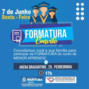 Prefeitura de Marituba realizará formatura de 75 alunos do Curso de Menor Aprendiz nesta sexta-feira (7)