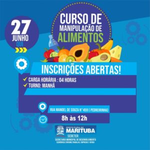 Curso presencial gratuito de boas práticas e manipulação de alimentos
