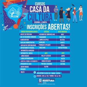 Inscrições abertas para os Cursos da Casa da Cultura