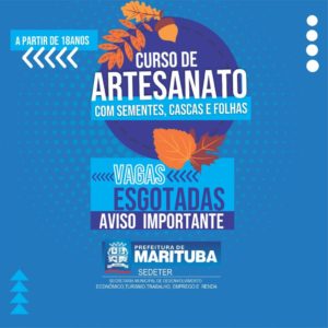 Vagas esgotadas para o curso de artesanato com sementes folhas e cascas
