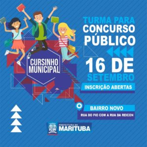 Vagas abertas para a turma de concurso público no Cursinho Municipal Pré-Vestibular de Marituba