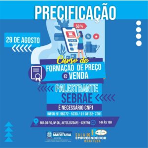 Prefeitura de Marituba e Sebrae realizarão Curso de Formação de Preço e Venda