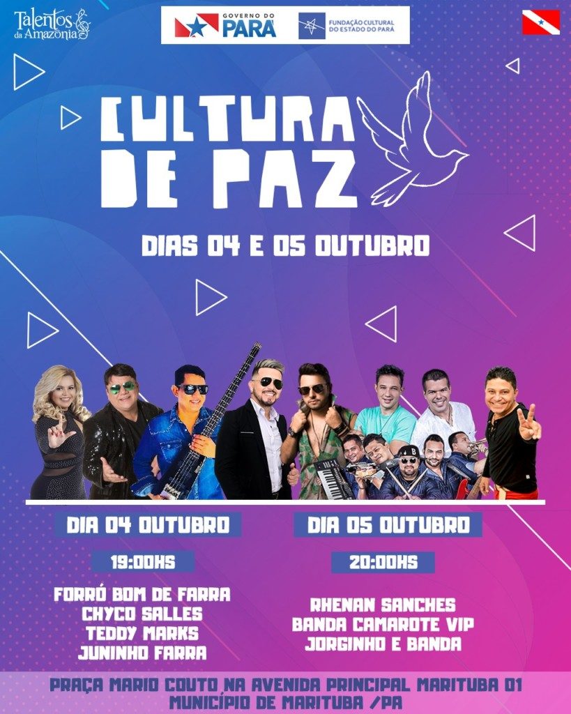 Bairro Mário Couto receberá atrações do Evento “Cultura de Paz”