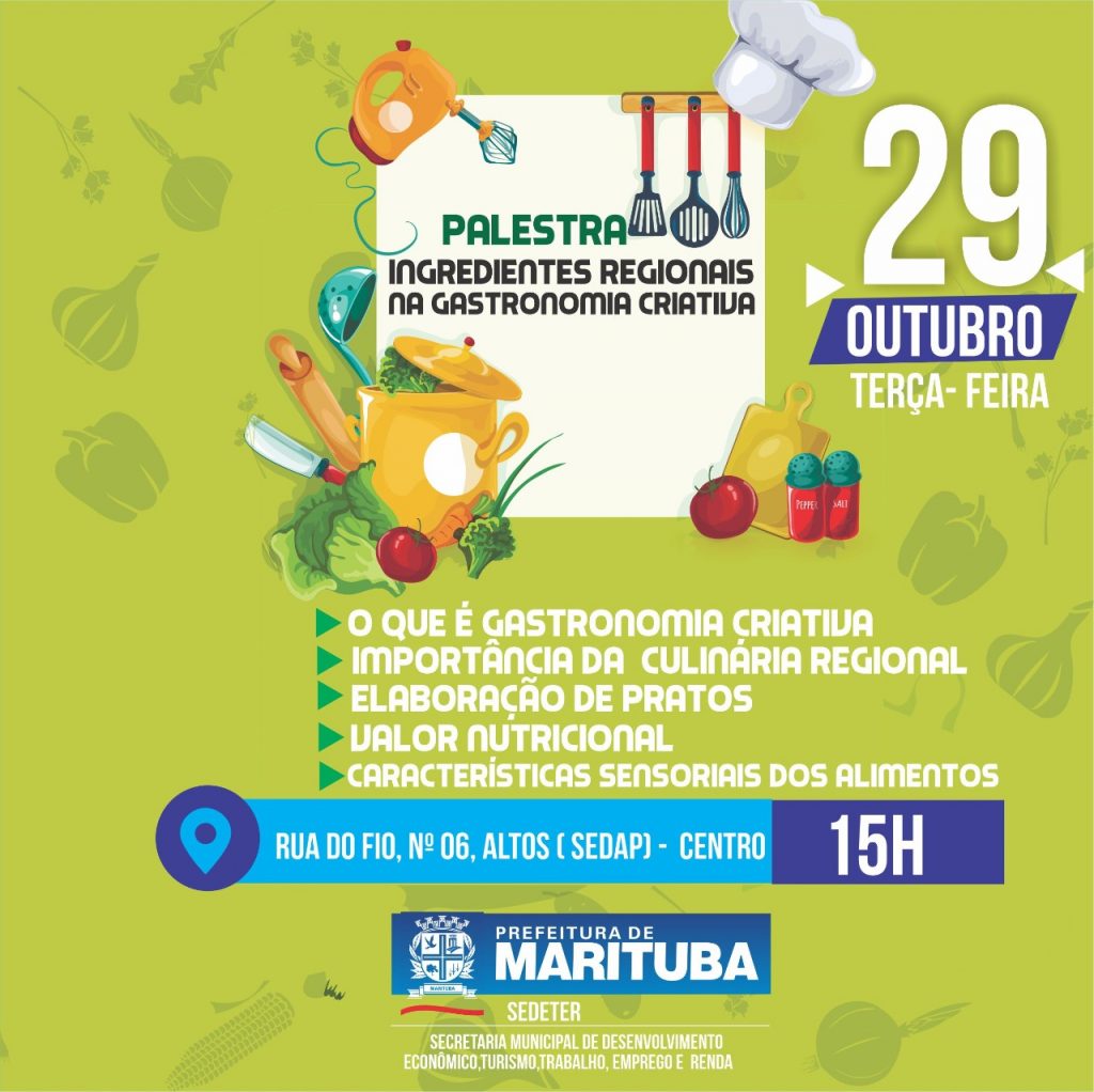 Prefeitura de Marituba realizará palestra sobre Ingredientes Regionais na Gastronomia Criativa