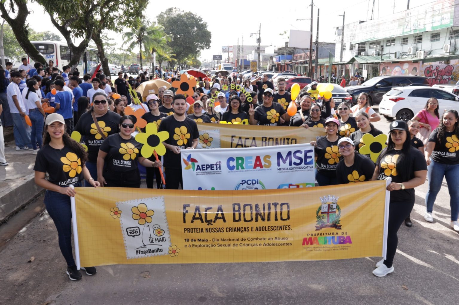 Marituba realiza caminhada “Faça Bonito” em defesa da proteção de crianças e adolescentes
